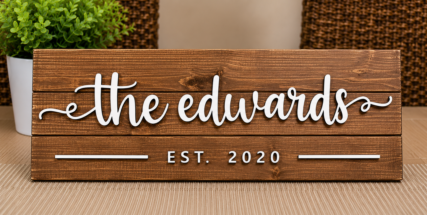 29x14 Name and Date Wood Sign